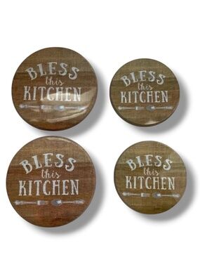 Range Kleen Burlap Blessings Farmhouse Range Stove Covers Round Set of 4